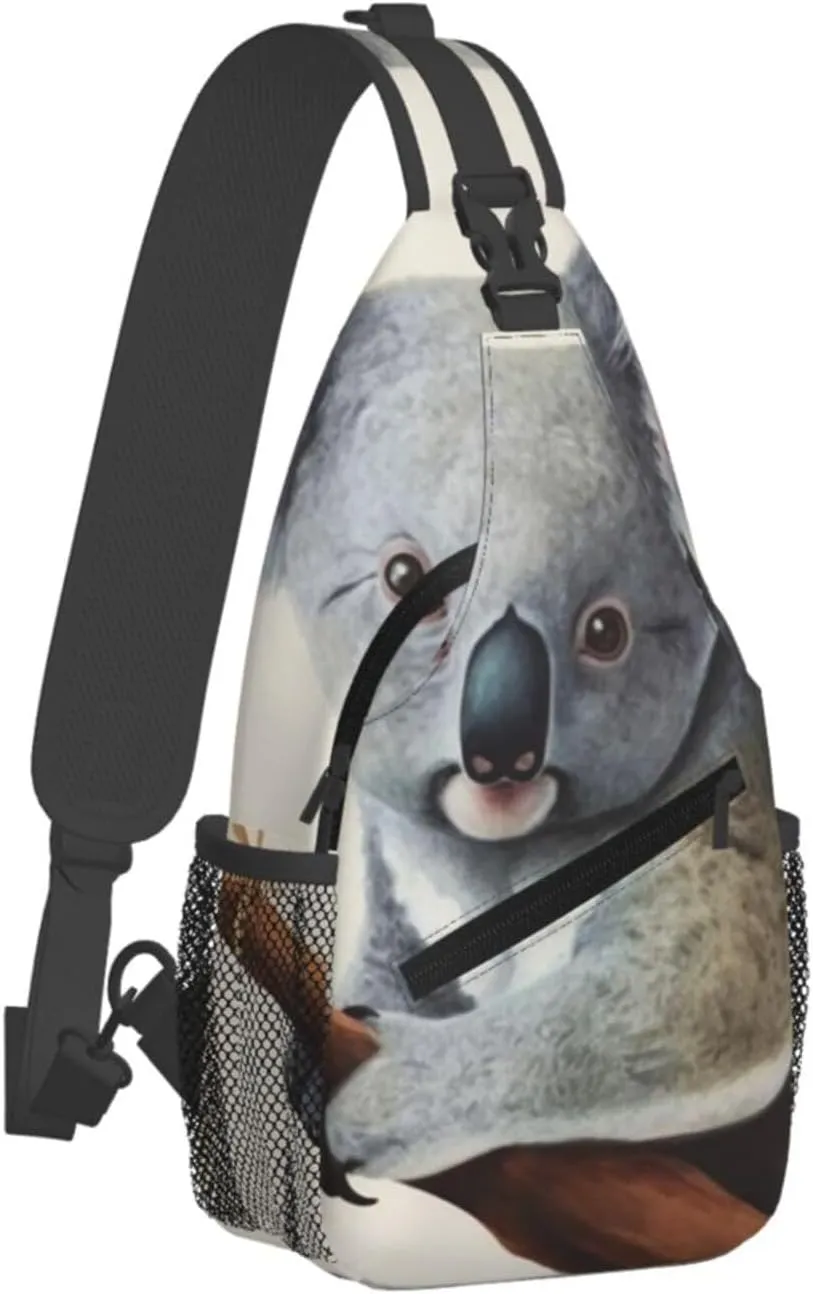 Sling Bag for Women Men Crossbody Bag Small Sling Backpack Koala and Butterfly Chest Bag Hiking Daypack