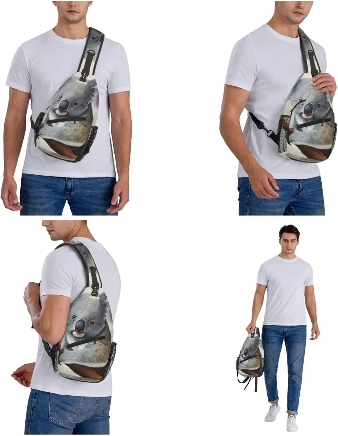 Sling Bag for Women Men Crossbody Bag Small Sling Backpack Koala and Butterfly Chest Bag Hiking Daypack