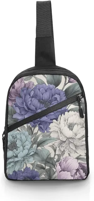 Sling Bag for Women Men Daypack Ink Style Pattern Chest Bag Crossbody Backpack for Hiking Travel