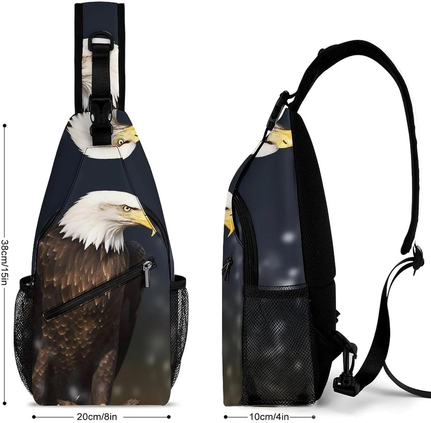 Sling Bag for Women Men Daypack North American Bald Eagle Chest Bag Crossbody Backpack for Hiking Travel