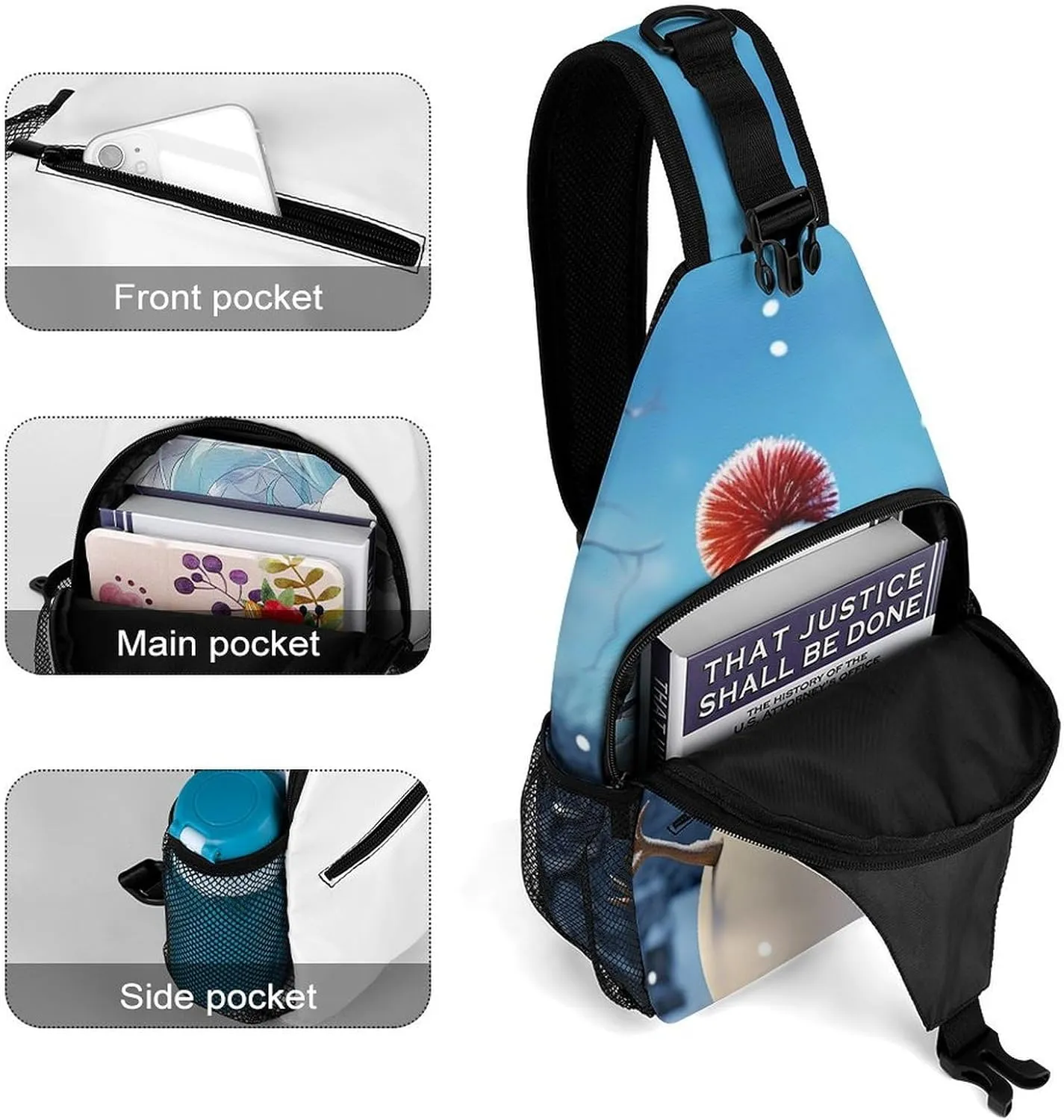 Sling Bag for Women Men Happy Snowman Travel Hiking Backpack Crossbody Shoulder Chest Bags Casual Daypack