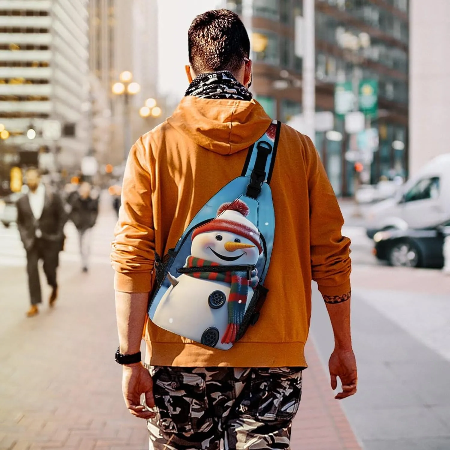 Sling Bag for Women Men Happy Snowman Travel Hiking Backpack Crossbody Shoulder Chest Bags Casual Daypack