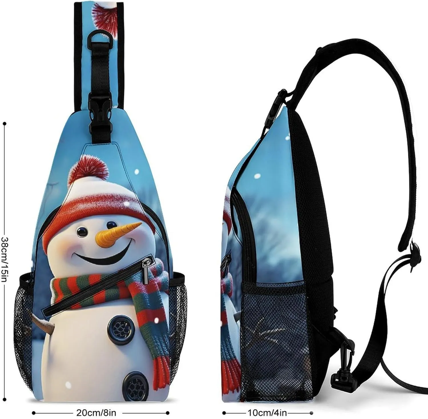 Sling Bag for Women Men Happy Snowman Travel Hiking Backpack Crossbody Shoulder Chest Bags Casual Daypack