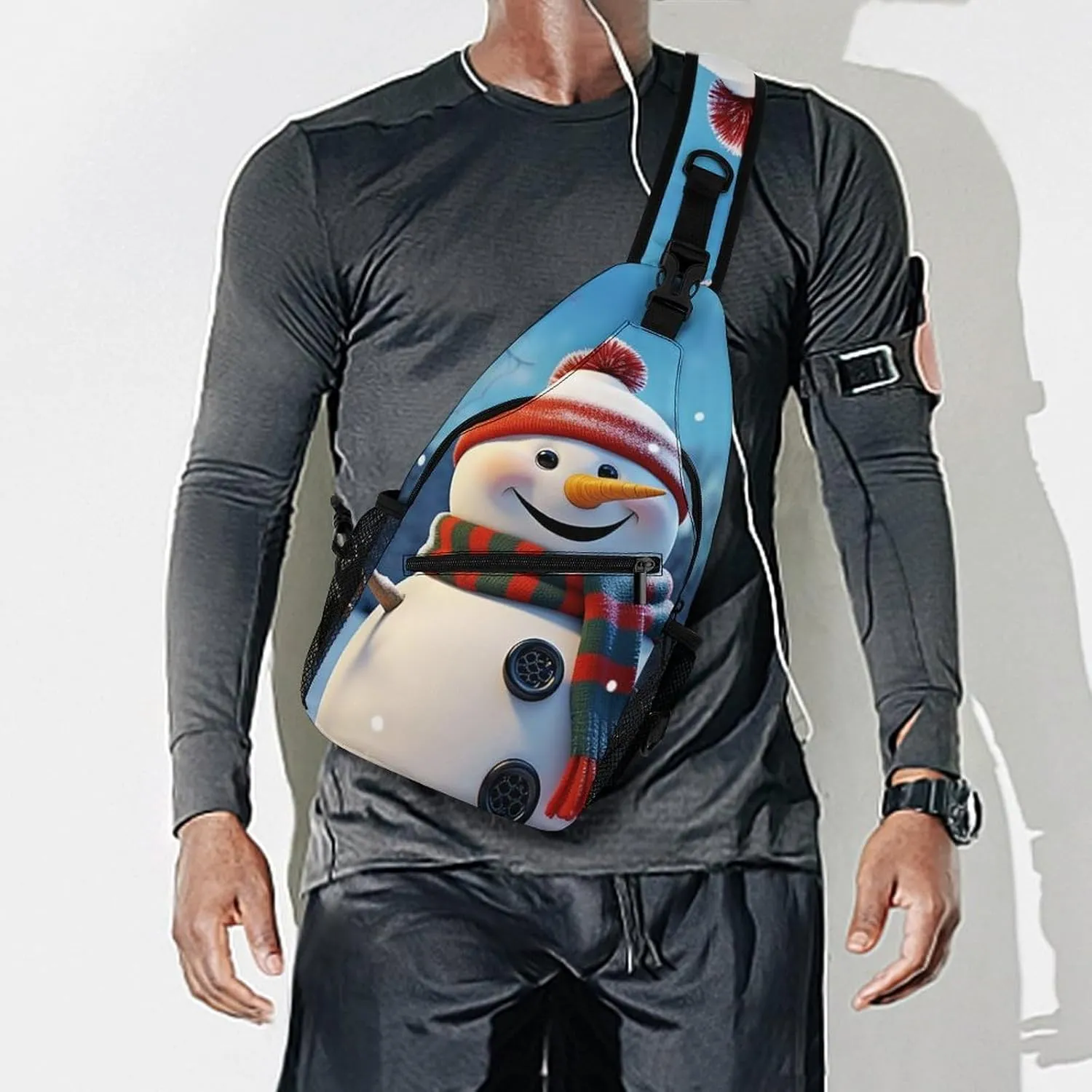 Sling Bag for Women Men Happy Snowman Travel Hiking Backpack Crossbody Shoulder Chest Bags Casual Daypack