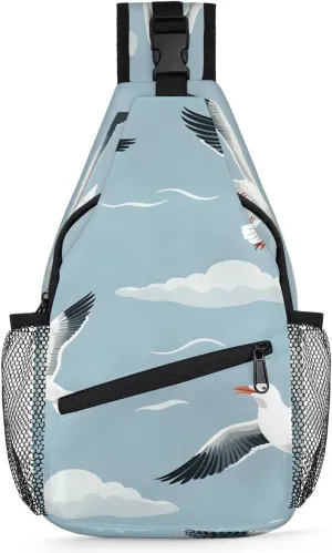 Sling Bag for Women Men Seagull Crossbody Sling Bags Travel Hiking Chest Bag Daypack Unisex Crossbody Bag