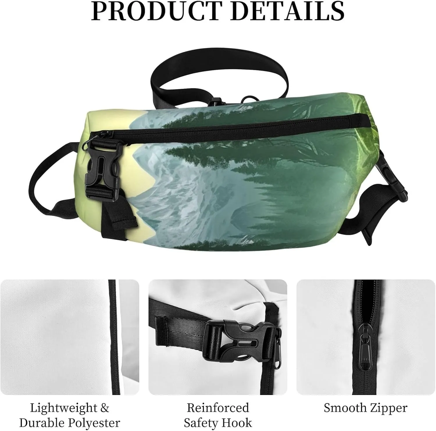 Sling Bag for Women Men Shoulder Bag Window Flower Chest Bag Travel Fanny Pack Lightweight Casual Daypack, Wilderness, One Size