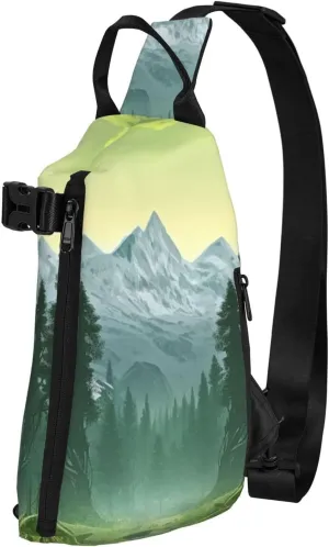 Sling Bag for Women Men Shoulder Bag Window Flower Chest Bag Travel Fanny Pack Lightweight Casual Daypack, Wilderness, One Size