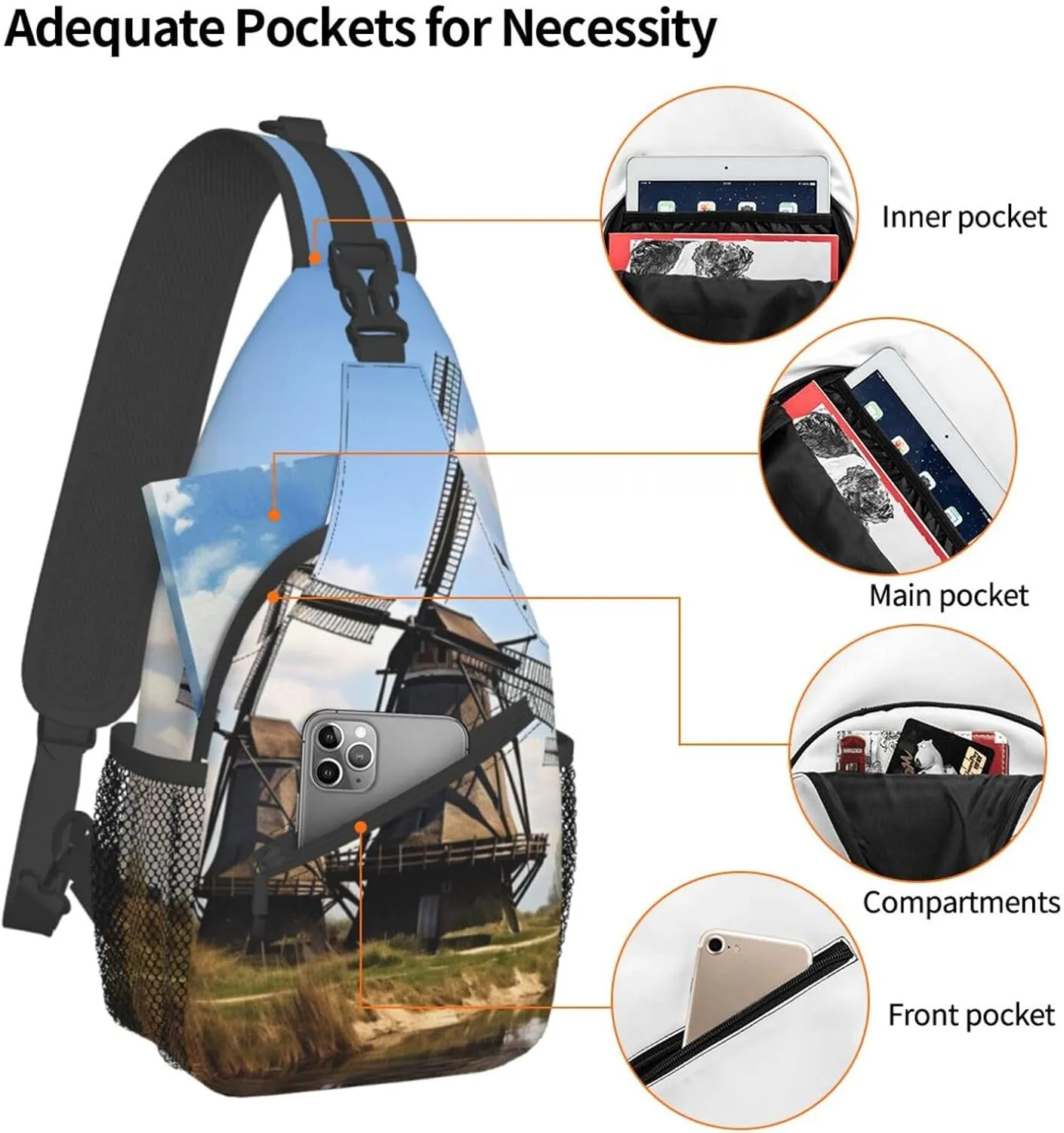 Sling Bag for Women Men Shoulder Bag winter landscape Chest Bag Travel Fanny Pack Lightweight Casual Daypack