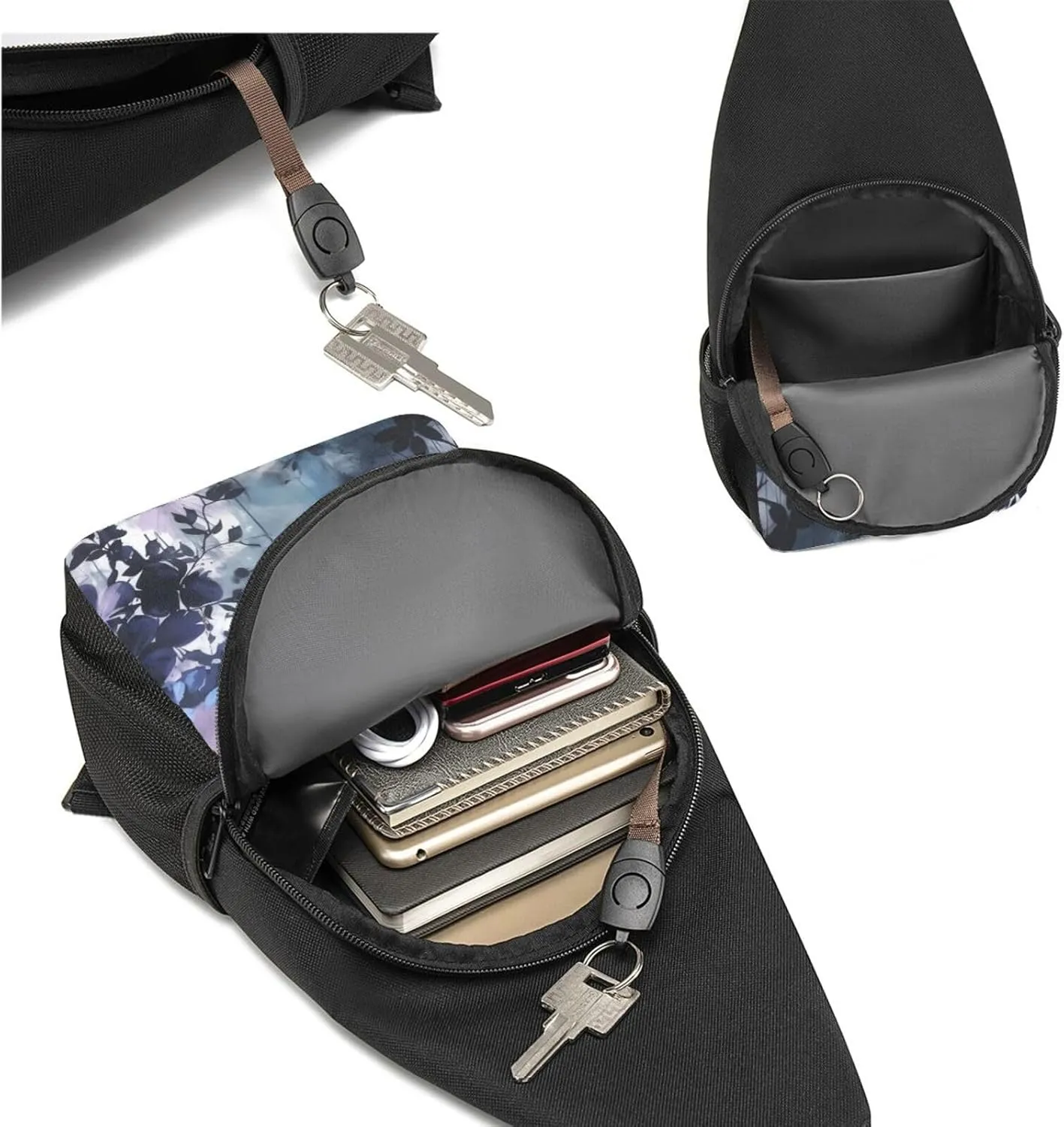 Sling bag for Women Men Trendy Sling Bakpack Casual Chest Bag Ink Watercolor Painting Fanny Pack for Travel Hiking