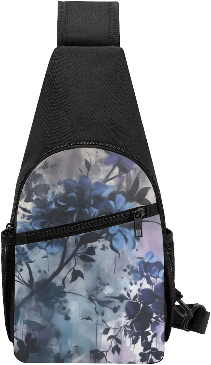 Sling bag for Women Men Trendy Sling Bakpack Casual Chest Bag Ink Watercolor Painting Fanny Pack for Travel Hiking