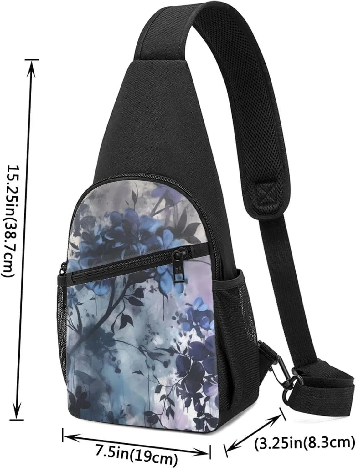 Sling bag for Women Men Trendy Sling Bakpack Casual Chest Bag Ink Watercolor Painting Fanny Pack for Travel Hiking