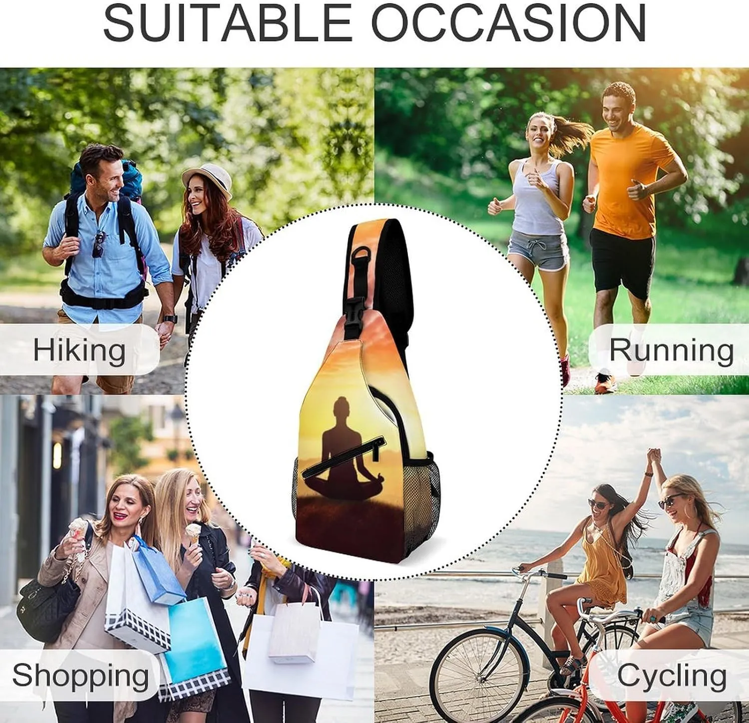 Sling Bag for Women Travel Crossbody Yoga Meditation Fanny Pack Casual Daypack Cross Body Chest Bag