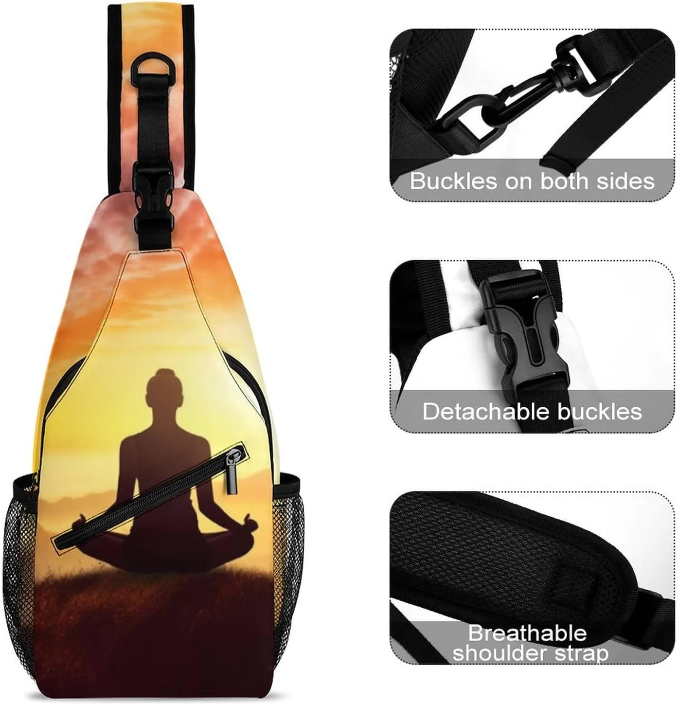 Sling Bag for Women Travel Crossbody Yoga Meditation Fanny Pack Casual Daypack Cross Body Chest Bag