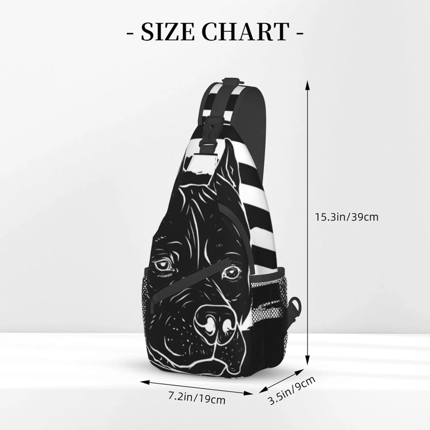 Sling Bag pitbull black and white american flag Crossbody Personal Pocket Bag Lightweight Chest Shoulder Backpack for Travel Hiking