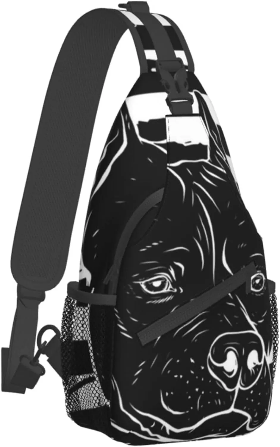 Sling Bag pitbull black and white american flag Crossbody Personal Pocket Bag Lightweight Chest Shoulder Backpack for Travel Hiking