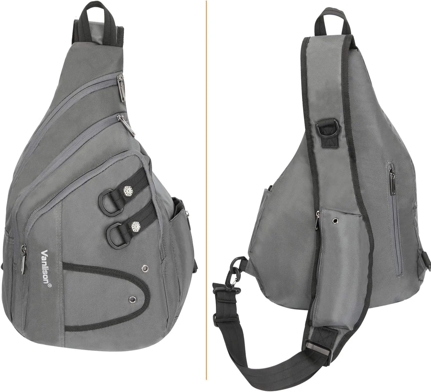 Sling Bag Sling Backpack Shoulder Bag Crossbody Bag Men Chest Bag Man Purse Side Bag Gray
