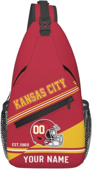 Sling Bag,Personalized Football Crossbody Bags,Custom Cross Chest Bag,Sling Shoulder Backpack,Chest Bag Travel Daypack for Men Women Football Fans