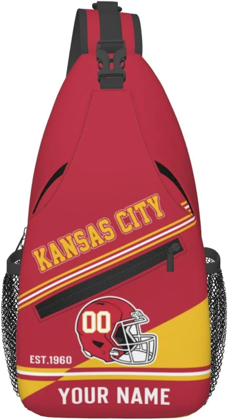Sling Bag,Personalized Football Crossbody Bags,Custom Cross Chest Bag,Sling Shoulder Backpack,Chest Bag Travel Daypack for Men Women Football Fans