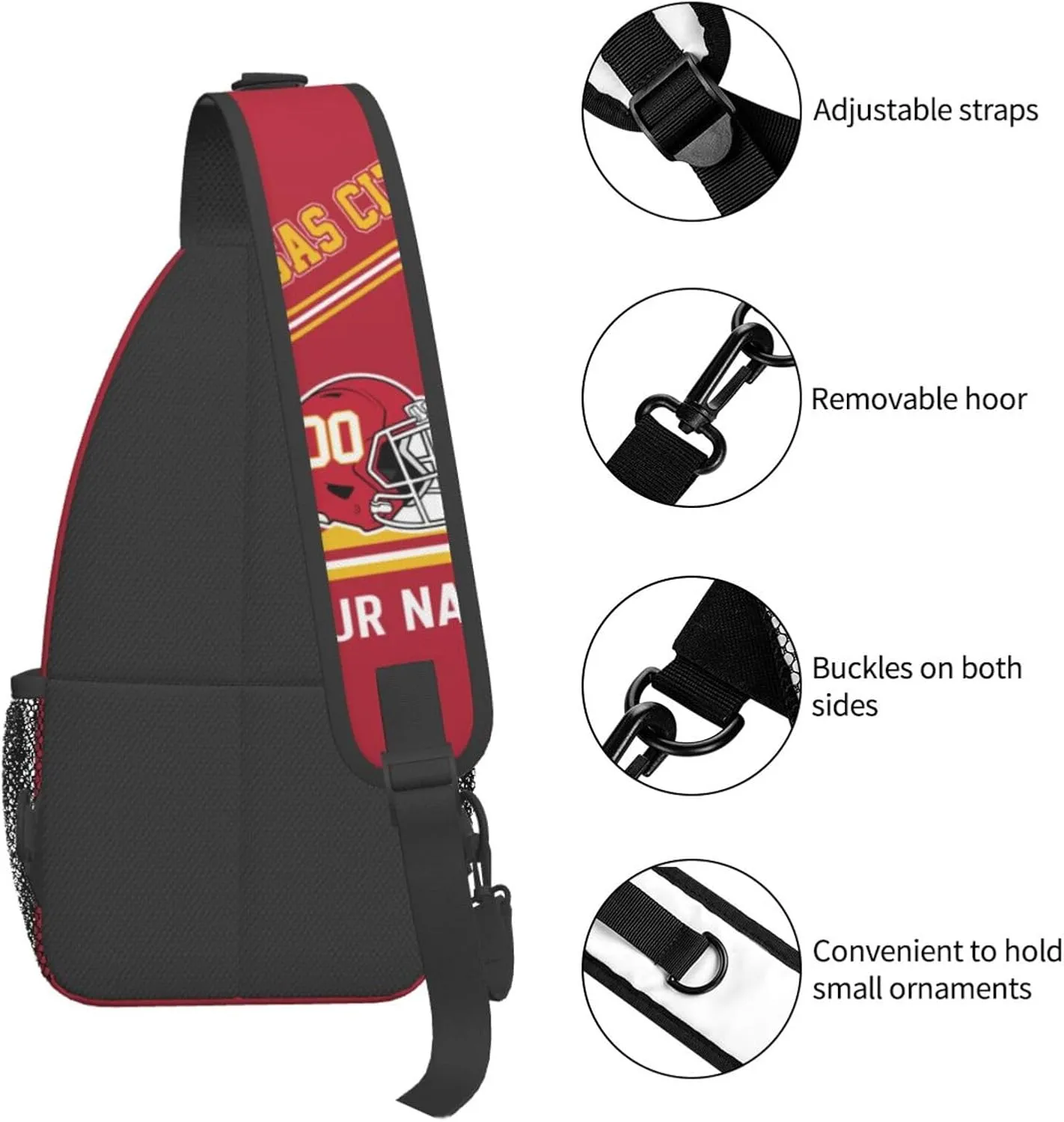 Sling Bag,Personalized Football Crossbody Bags,Custom Cross Chest Bag,Sling Shoulder Backpack,Chest Bag Travel Daypack for Men Women Football Fans