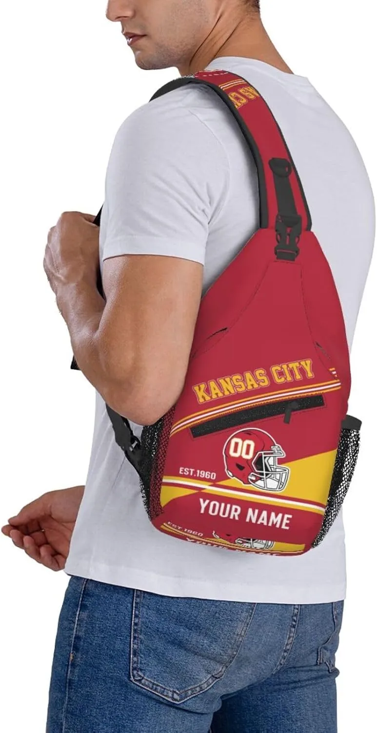Sling Bag,Personalized Football Crossbody Bags,Custom Cross Chest Bag,Sling Shoulder Backpack,Chest Bag Travel Daypack for Men Women Football Fans