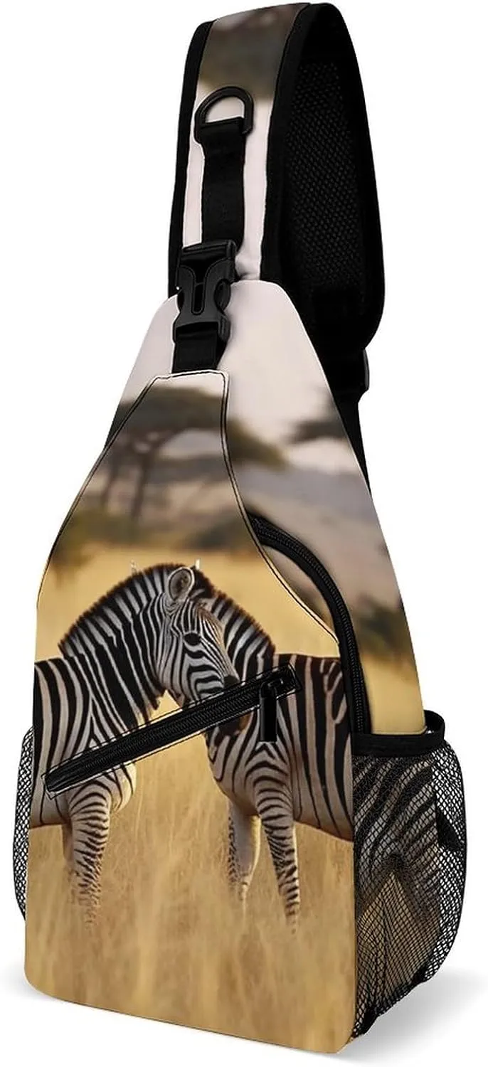 Sling Bags Africa Grassland Zebra Crossbody Bag for Women Men Cross Body Bag for Travel Hiking Shopping