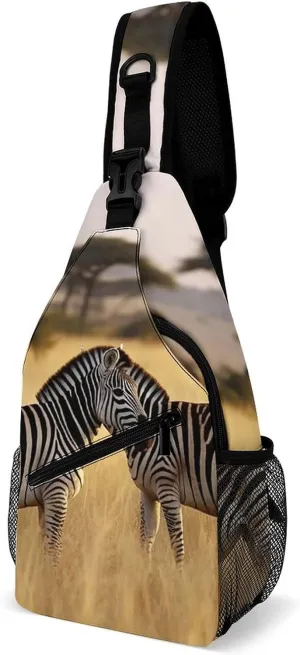 Sling Bags Africa Grassland Zebra Crossbody Bag for Women Men Cross Body Bag for Travel Hiking Shopping