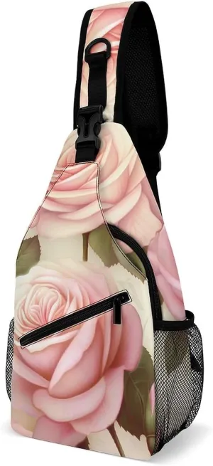 Sling Bags Beauty Roses Crossbody Bag for Women Men Cross Body Bag for Travel Hiking Shopping