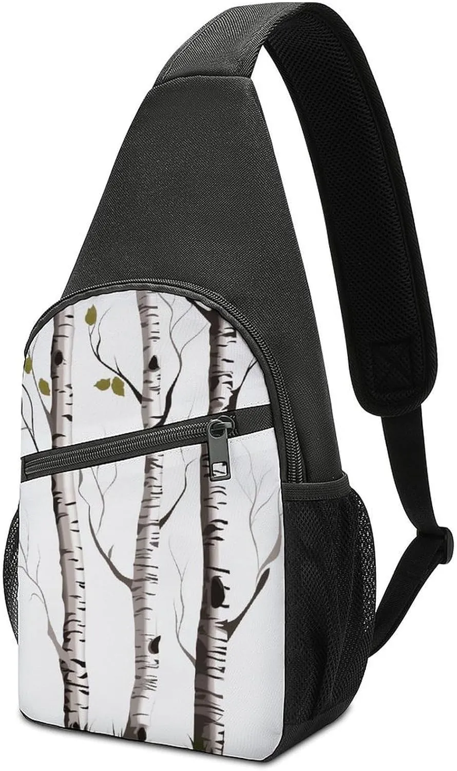Sling Bags Birch Tree Crossbody Bag for Women Men Cross Body Bag for Travel Hiking Shopping