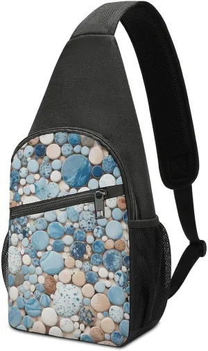 Sling Bags Blue And Brown Mix Crossbody Bag for Women Men Cross Body Bag for Travel Hiking Shopping