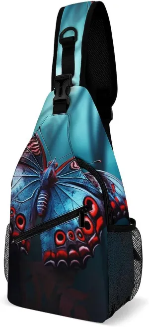 Sling Bags Butterfly Crossbody Bag for Women Men Cross Body Bag for Travel Hiking Shopping