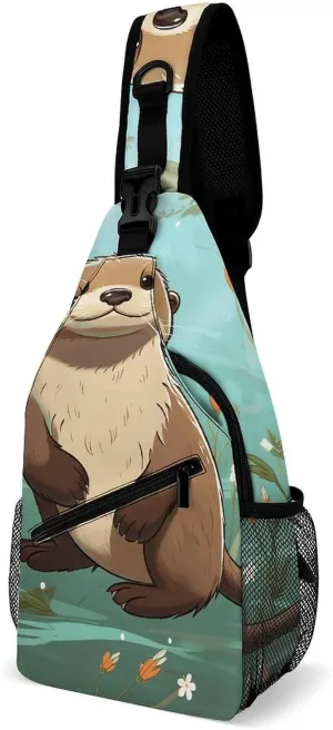 Sling Bags Cartoon Cute Otter Crossbody Bag for Women Men Cross Body Bag for Travel Hiking Shopping
