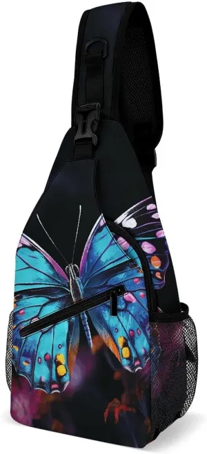 Sling Bags Charming Butterfly Crossbody Bag for Women Men Cross Body Bag for Travel Hiking Shopping