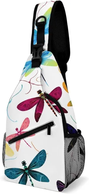 Sling Bags Colorful Dragonfly Crossbody Bag for Women Men Cross Body Bag for Travel Hiking Shopping
