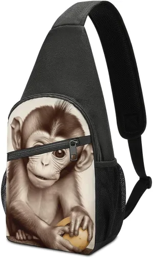 Sling Bags Cute Monkey Crossbody Bag for Women Men Cross Body Bag for Travel Hiking Shopping