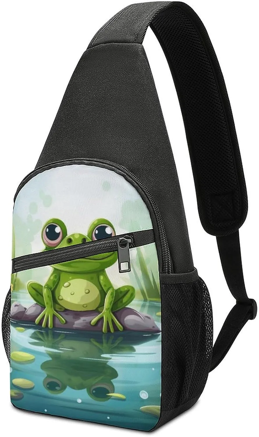 Sling Bags Frog In A Pond Crossbody Bag for Women Men Cross Body Bag for Travel Hiking Shopping