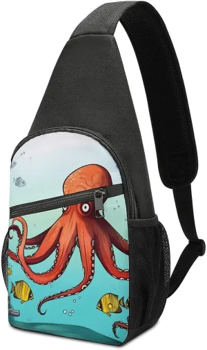 Sling Bags Giant Octopus Crossbody Bag for Women Men Cross Body Bag for Travel Hiking Shopping