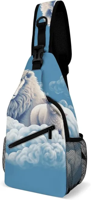 Sling Bags Lamb with A Lion On The Clouds Chest Bag for Men Women Shoulder Bag for Travel Sport Chest Pack