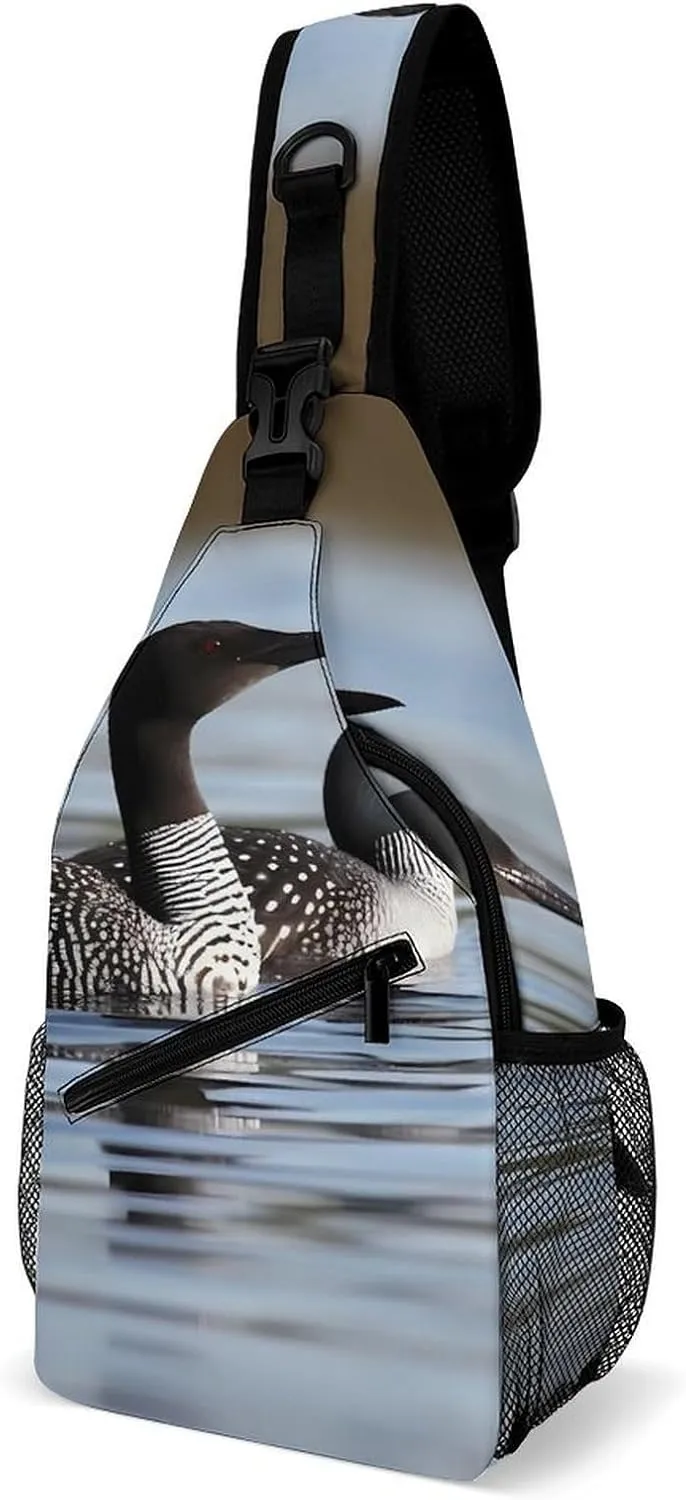 Sling Bags Loon Birds Crossbody Bag for Women Men Cross Body Bag for Travel Hiking Shopping