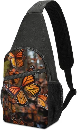 Sling Bags Monarch Butterflies Chest Bag for Men Women Shoulder Bag for Travel Sport Chest Pack