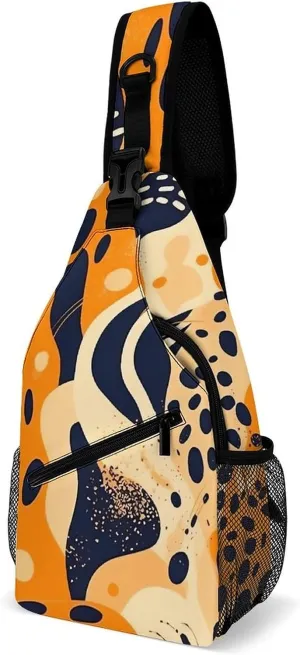 Sling Bags Orange And Dark Blue Crossbody Bag for Women Men Cross Body Bag for Travel Hiking Shopping