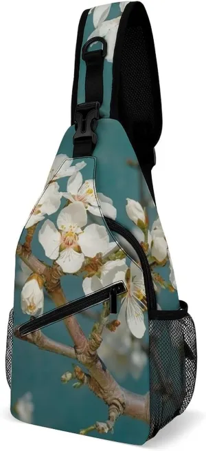 Sling Bags Pale White Flowers Crossbody Bag for Women Men Cross Body Bag for Travel Hiking Shopping