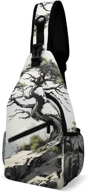 Sling Bags Pine on Mountain Slope Chest Bag for Men Women Shoulder Bag for Travel Sport Chest Pack