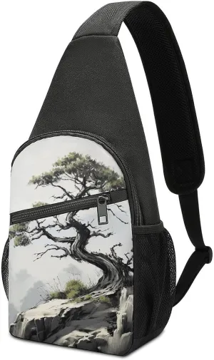 Sling Bags Pine on Mountain Slope Chest Bag for Men Women Shoulder Bag for Travel Sport Chest Pack