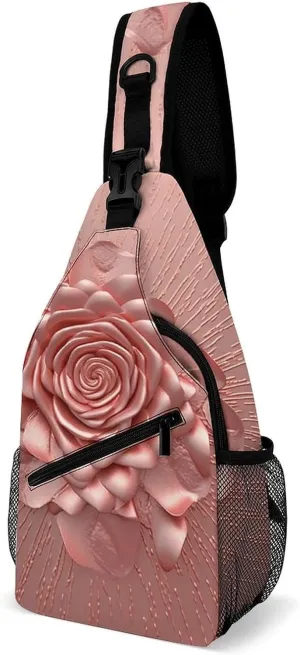 Sling Bags Rose Crossbody Bag for Women Men Cross Body Bag for Travel Hiking Shopping