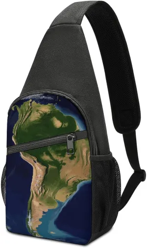 Sling Bags South America Satellite Image Chest Bag for Men Women Shoulder Bag for Travel Sport Chest Pack