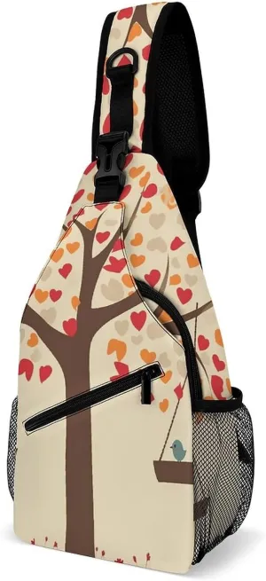 Sling Bags Tree And Birds Crossbody Bag for Women Men Cross Body Bag for Travel Hiking Shopping