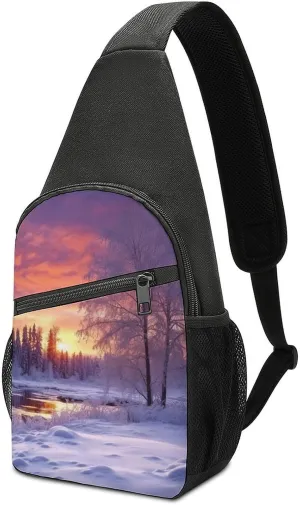 Sling Bags Winter Landscape Crossbody Bag for Women Men Cross Body Bag for Travel Hiking Shopping