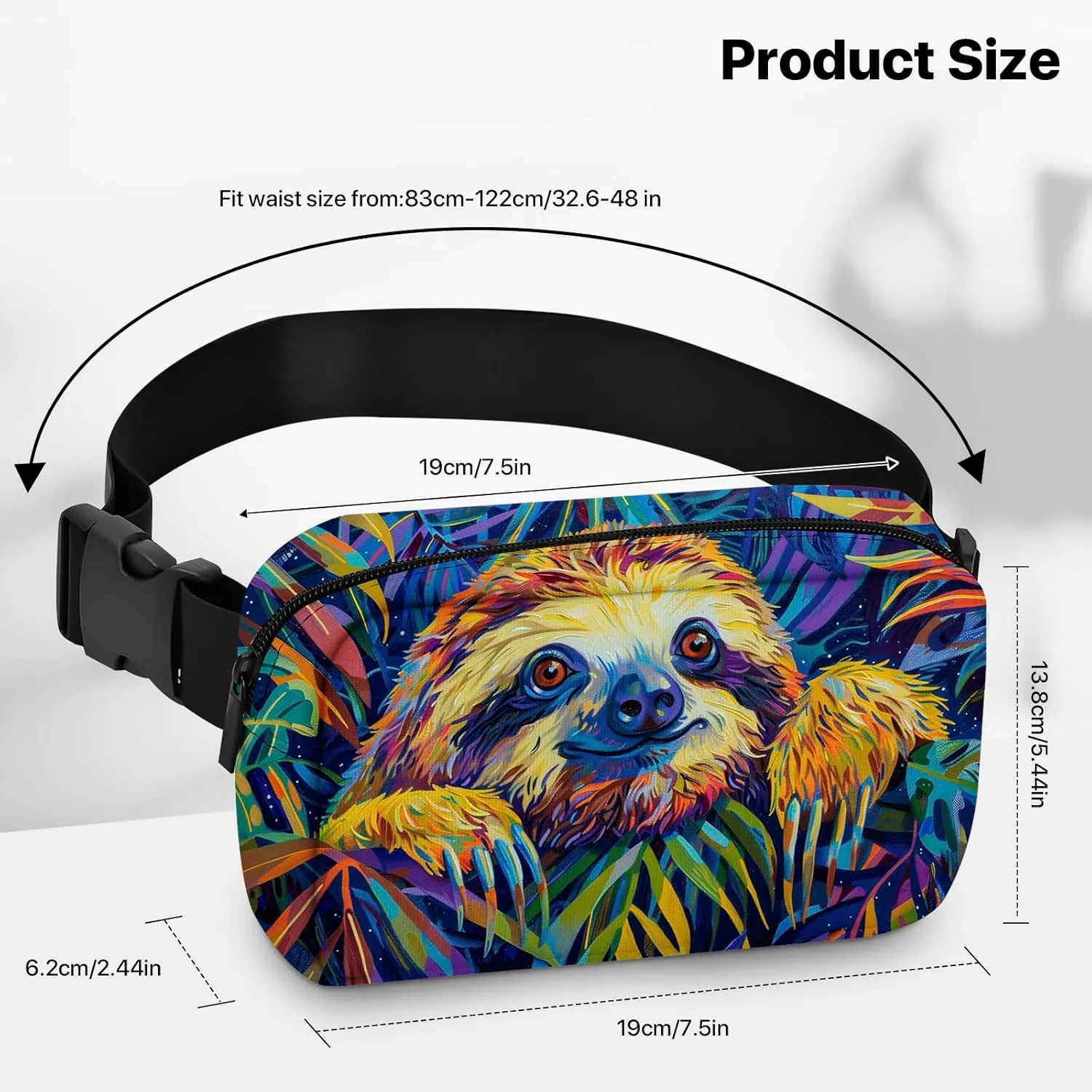 Sloth Fanny Pack for Women Men Belt Bag Waterproof Waist Bags With Adjustable Straps Phone Purse Wallet Presents for Travel Sports Workout