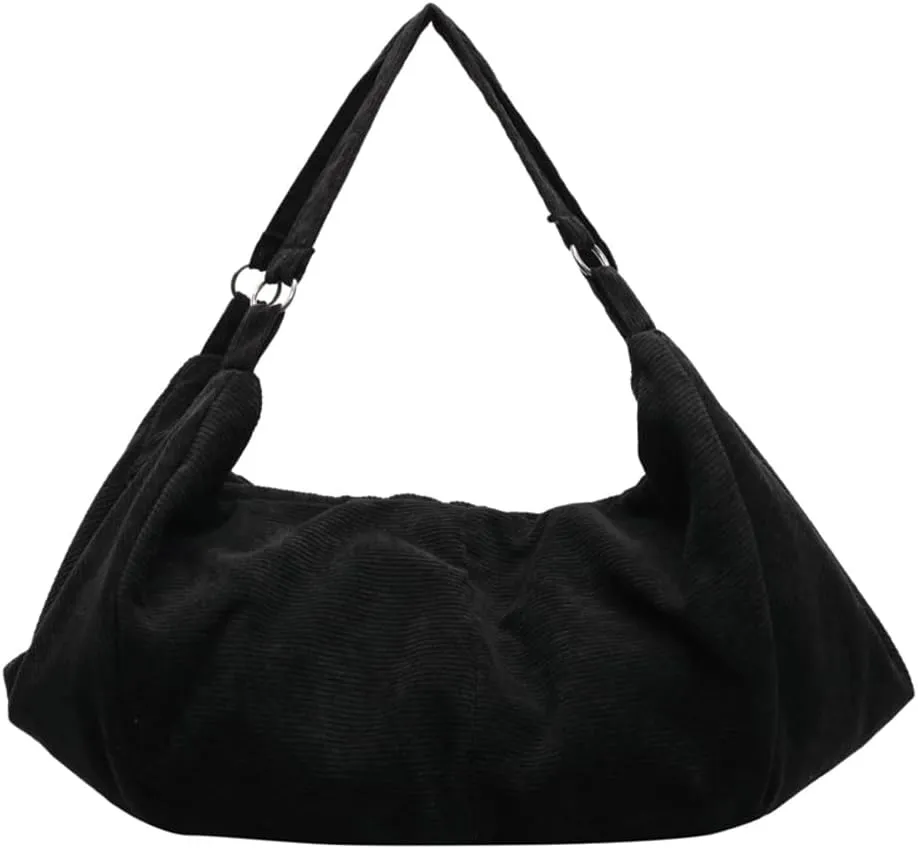 Slouchy Corduroy Shoulder Bag for Women Slouchy Travel Backpack Lightweight Tote Bag Gym Bag Travel Bag Everything Tote Purse
