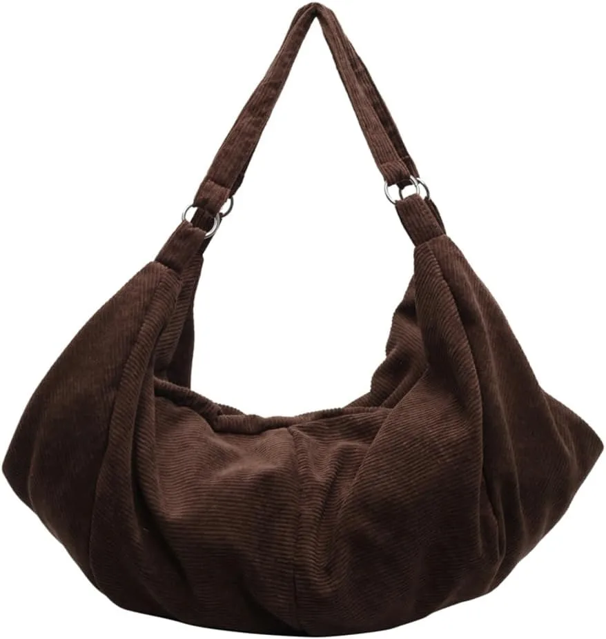 Slouchy Corduroy Shoulder Bag for Women Slouchy Travel Backpack Lightweight Tote Bag Gym Bag Travel Bag Everything Tote Purse